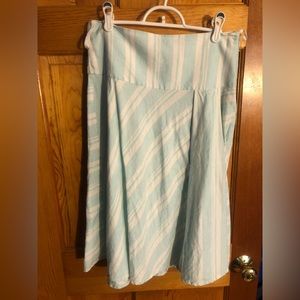 Gap Teal & White Linen Striped skirt, size 6